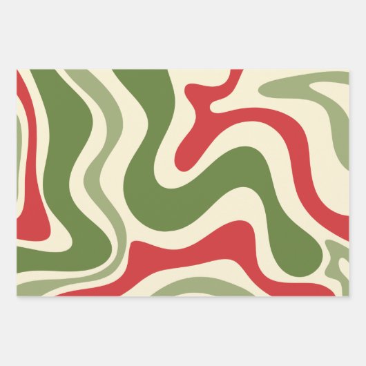 Retro Vibe Liquid Swirl Abstract kerstpatroon Inpakpapier Vel (Voorkant 3)