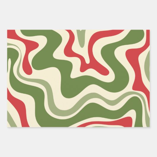 Retro Vibe Liquid Swirl Abstract kerstpatroon Inpakpapier Vel (Voorkant 2)