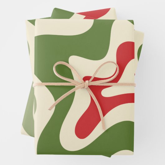 Retro Vibe Liquid Swirl Abstract kerstpatroon Inpakpapier Vel (In situ)