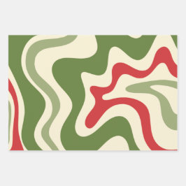 Retro Vibe Liquid Swirl Abstract kerstpatroon Inpakpapier Vel