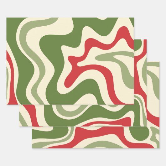 Retro Vibe Liquid Swirl Abstract kerstpatroon Inpakpapier Vel (Set)