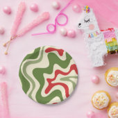 Retro Vibe Liquid Swirl Abstract kerstpatroon Papieren Bordje (Feest)