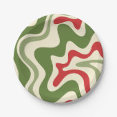 Retro Vibe Liquid Swirl Abstract kerstpatroon Papieren Bordje (Voorkant)