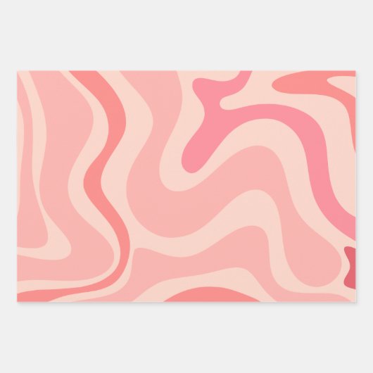 Retro Vibe Liquid Swirl Abstract Patroon in Roze Inpakpapier Vel (Voorkant 3)