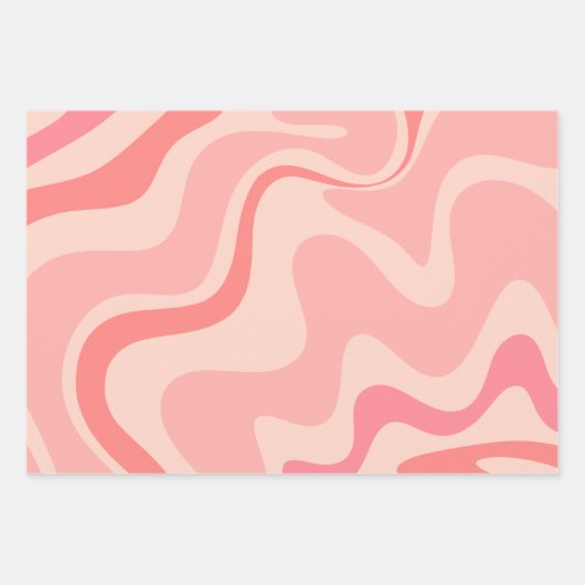 Retro Vibe Liquid Swirl Abstract Patroon in Roze Inpakpapier Vel (Voorkant 2)
