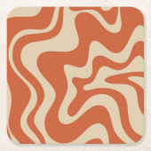 Retro Vibe Liquid Swirl Abstract Patroon Oranje Kartonnen Onderzetters (Voorkant)