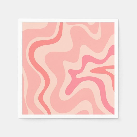 Retro Vibe Liquid Swirl Patroon in Blush Pink Servet (Voorkant)