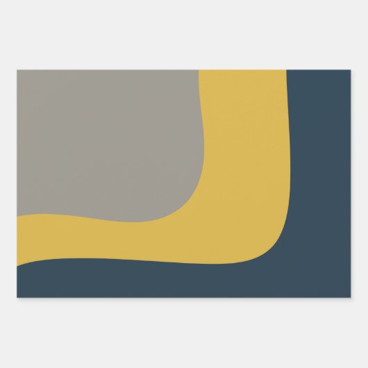 Retro Vibe Mustard Navy Blue Grey Inpakpapier Vel (Voorkant 3)