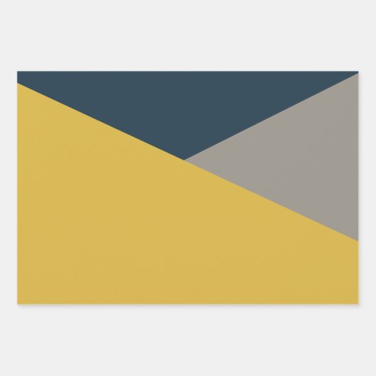 Retro Vibe Mustard Navy Blue Grey Inpakpapier Vel (Voorkant 2)