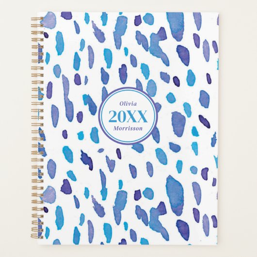 Retro Vibe Paarse & Blauwe Patroon Planner (Voorkant)