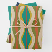 Retro Vibe Patronen in Mideeuw Moderne kleuren Inpakpapier Vel (In situ)