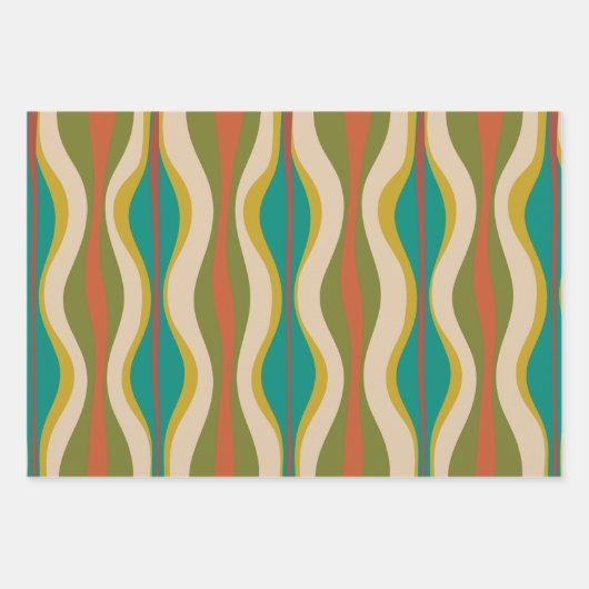 Retro Vibe Patronen in Mideeuw Moderne kleuren Inpakpapier Vel (Voorkant)