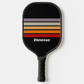 Retro Vibe Rainbow Across Striping met naam Pickleball Paddle (Achterkant)