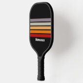 Retro Vibe Rainbow Across Striping met naam Pickleball Paddle (Links)