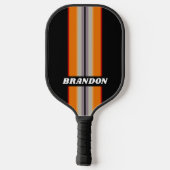 Retro Vibe Rainbow Rally Stripes met naam Pickleball Paddle (Achterkant)