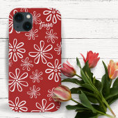 Retro Vibe Red en White Floral Aangepast Case-Mate iPhone Case