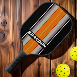 Retro Vibe Regenboog Bord Strepen met Naam Pickleball Paddle