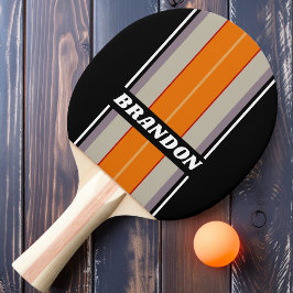 Retro Vibe Regenboog Bord Strepen met Naam Tafeltennisbatje
