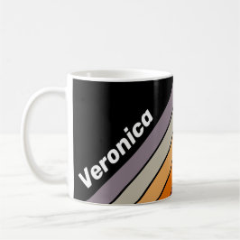 Retro Vibe Regenboog Gestreept met Naam Koffiemok