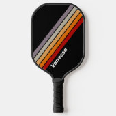 Retro Vibe Regenboog Gestreept met Naam Pickleball Paddle (Voorkant)