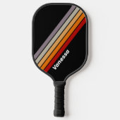 Retro Vibe Regenboog Gestreept met Naam Pickleball Paddle (Achterkant)