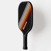 Retro Vibe Regenboog Gestreept met Naam Pickleball Paddle (Links)