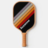 Retro Vibe Regenboog met Naam Pickleball Paddle (Voorkant)