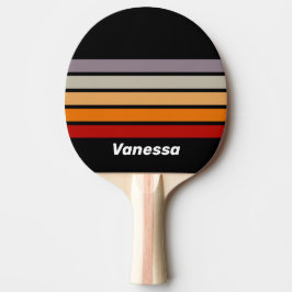 Retro Vibe Regenboog Over Strepen met Naam Tafeltennisbatje