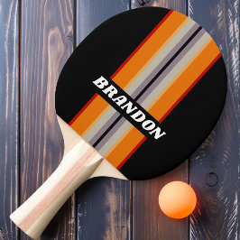 Retro Vibe Regenboog Rally Streep met Naam Tafeltennisbatje