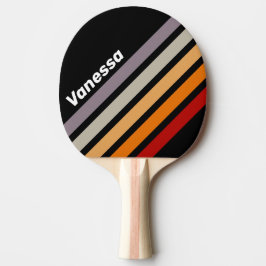 Retro Vibe Regenboog Schuingestreepte Strepen met  Tafeltennisbatje