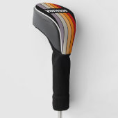 Retro Vibe Regenboog Speld Gestreept met Naam Golfheadcover (Schuin)