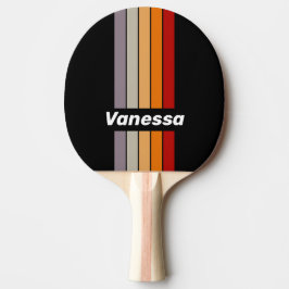 Retro Vibe Regenboog Speld Gestreept met Naam Tafeltennisbatje