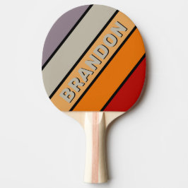 Retro Vibe Regenboog Vette Strepen met Naam Tafeltennisbatje