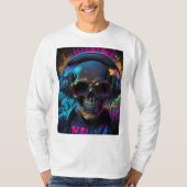 Retro Vibe Skull Graphic met muziekflair T-shirt (Voorkant)