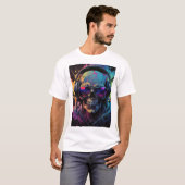 Retro Vibe Skull T-Shirt Design met Muziek Flair (Voorkant volledig)