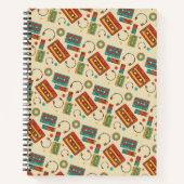 Retro Vibes - 1980s Cassettebandjes Patroon Notitieboek (Voorkant)