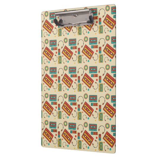Retro Vibes - 1980s Cassettebandjes Pattern Klembord (Links)