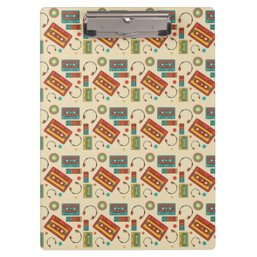 Retro Vibes - 1980s Cassettebandjes Pattern Klembord (Voorkant)