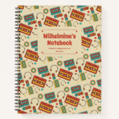 Retro Vibes - 1980s Cassettebandjes Pattern Notitieboek (Voorkant)