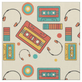 Retro Vibes - 1980s Cassettebandjes Pattern Stof (Close Up)