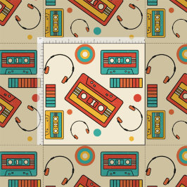 Retro Vibes - 1980s Cassettebandjes Pattern Stof