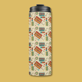 Retro Vibes - 1980s Cassettebandjes Pattern Thermosbeker