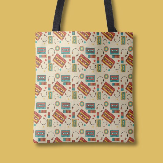 Retro Vibes - 1980s Cassettebandjes Pattern Tote Bag
