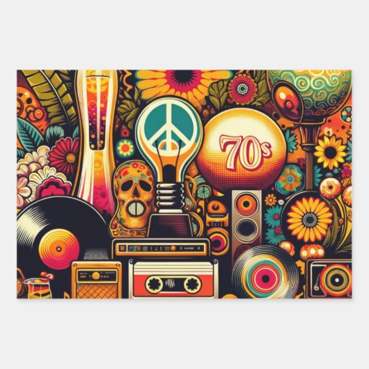 Retro Vibes 70s Groove Inpakpapier Vel (Voorkant 3)