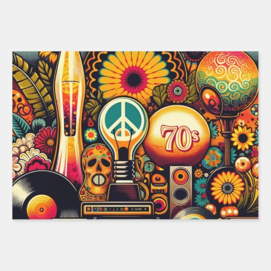 Retro Vibes 70s Groove Inpakpapier Vel (Voorkant 2)