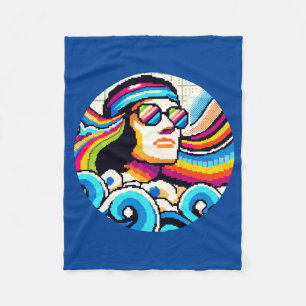 Retro Vibes - 70s Groovy Pixel Art voor Hobby Love Fleece Deken