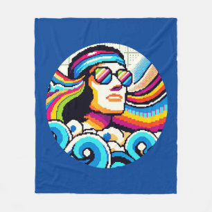 Retro Vibes - 70s Groovy Pixel Art voor Hobby Love Fleece Deken