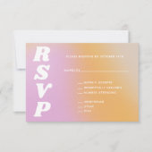 Retro Vibes Abstract Roze Sinaasappel Gradient Wed RSVP Kaartje (Voorkant)