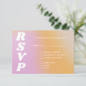 Retro Vibes Abstract Roze Sinaasappel Gradient Wed RSVP Kaartje (Staand voorkant)
