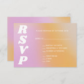 Retro Vibes Abstract Roze Sinaasappel Gradient Wed RSVP Kaartje (Voorkant / Achterkant)